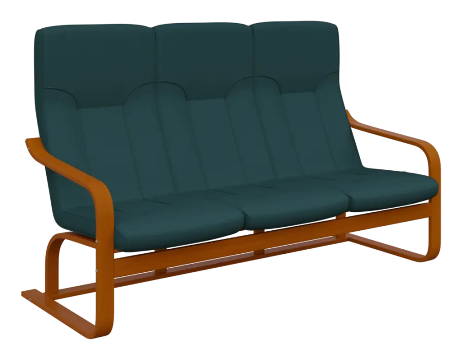 BO - 3 trojkřeslo, dřevěná kostra, moření třešeň, látka BORA 57, tyrkysová